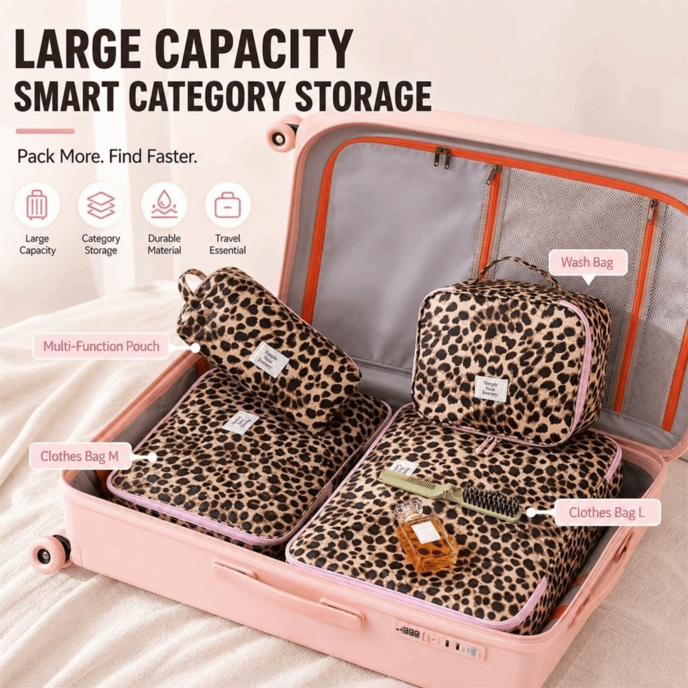 Cosmetic Bags - Su Geçirmez Leopar Desenli Makyaj Çantası,